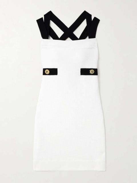 PATOU Embellished waffle-knit mini dress