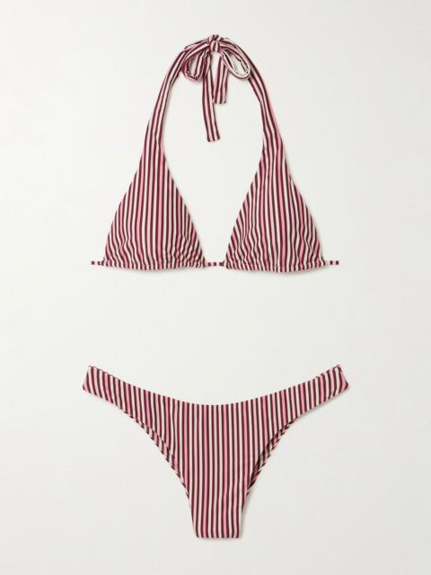 FAITHFULL Kassia + Bebe striped stretch-ECONYL® triangle bikini Pink