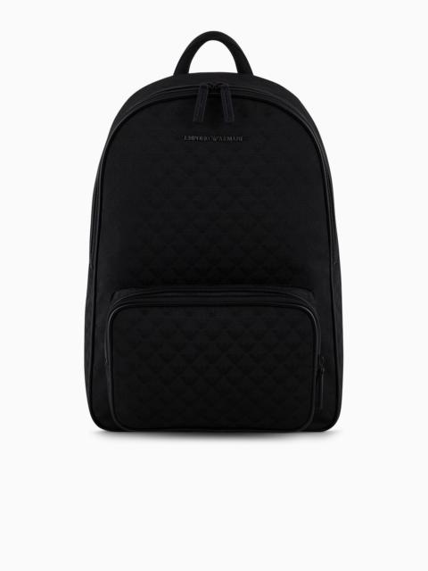 EMPORIO ARMANI Nylon backpack with all-over jacquard eagle