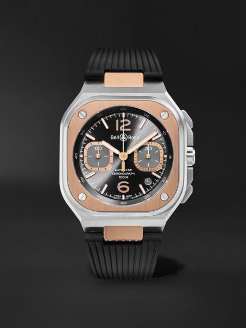 Bell & Ross BR 05 Automatic Chronograph 18-Karat Rose Gold, Stainless Steel Watch, Ref. BR05C-RTH-STPG/SRB