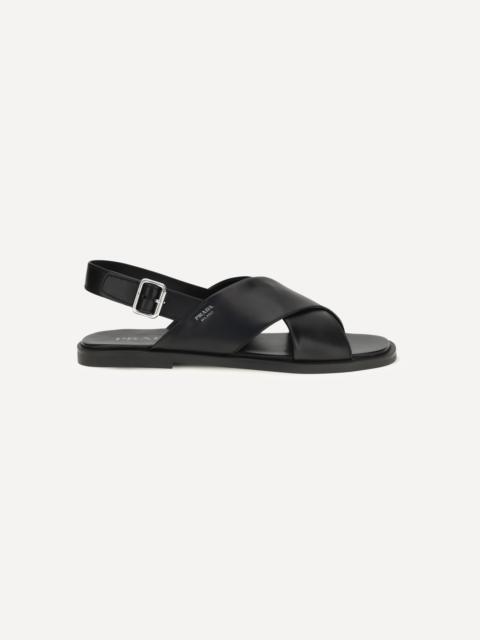 Prada Saffiano Criss-Cross Sandals