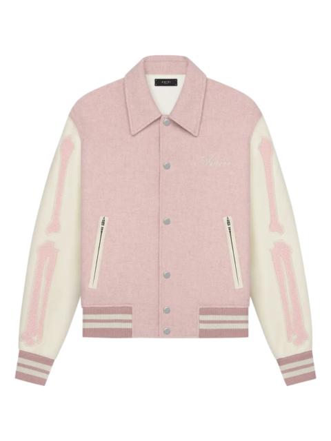 AMIRI Bones Varsity Jacket "Pink / White" AM0UVY1002 HEAT