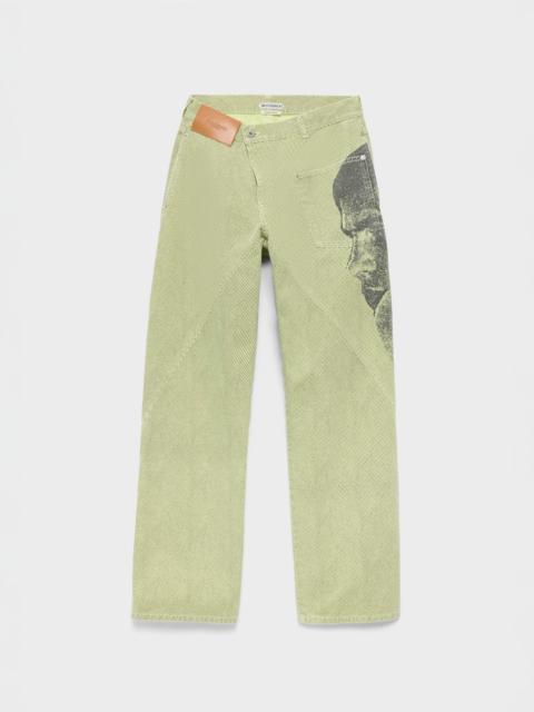 JW Anderson MENS TWISTED WORKWEAR DENIM JEANS IN PALE YELLOW