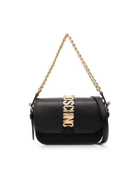 Moschino logo-plaque leather tote