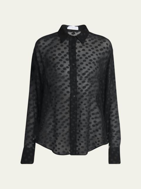 Stella McCartney Sheer Polka Dot Button Down Blouse