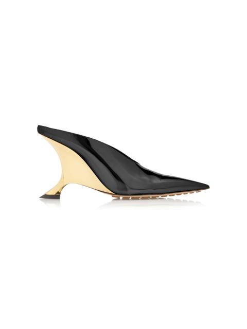 Bottega Veneta Patent Leather Wedge Mules black