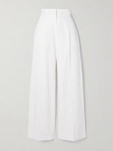 Another Tomorrow + Net Sustain Pleated Linen Wide-leg Pants