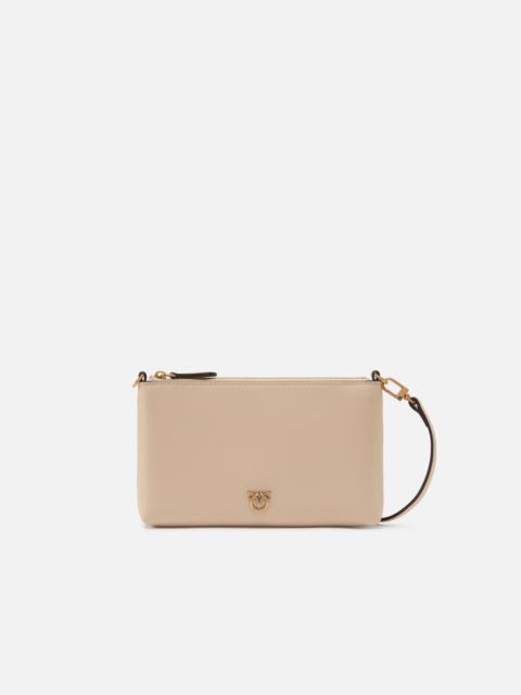 PINKO FLAT LEATHER CLUTCH WITH LOVE BIRDS LOGO