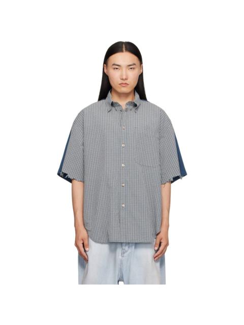 BALENCIAGA Blue Check Hybrid Shirt