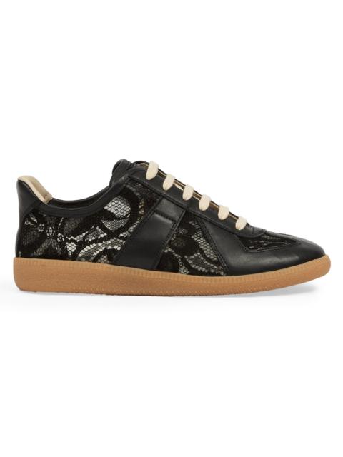 Maison Margiela Women's Replica Lace-Trim Leather Sneakers - Black