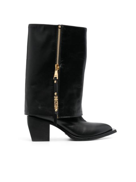 Moschino 70mm foldover leather cowboy boots
