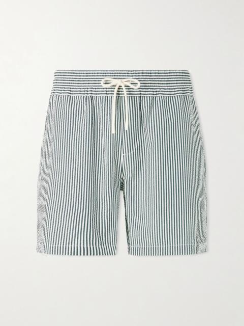 Portuguese Flannel Atlantico Straight-Leg Striped Cotton-Seersucker Shorts Green