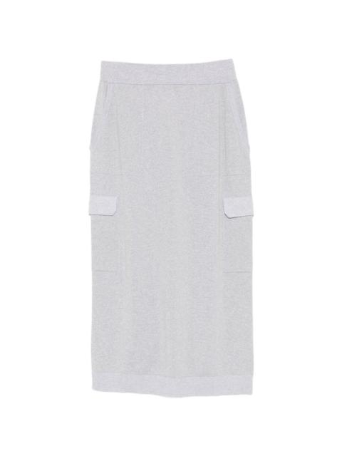 PESERICO metallic-effect cargo-pocket midi skirt
