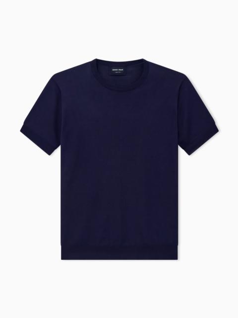 GIORGIO ARMANI SLIM-FIT SWEATER IN PLAIN KNIT SILK AND COTTON