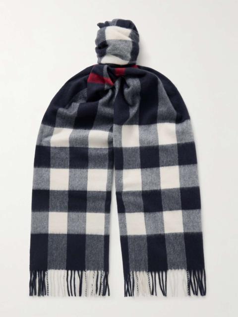 Burberry Fringed Checked Cashmere Scarf