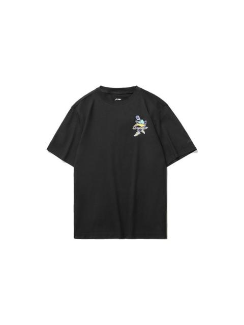 Li-Ning Li-Ning 그래픽 느슨한 적합 T 셔츠 '블랙' AHSR406-2