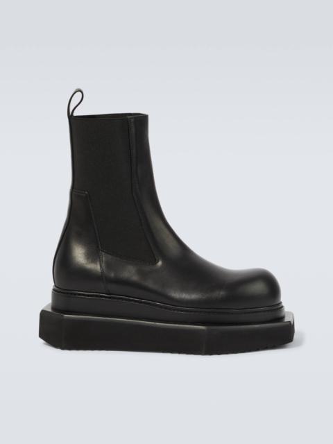 Leather platform boots
