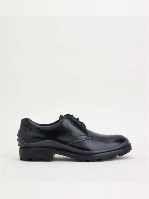 Tod's LACE-UPS IN LEATHER - BLACK