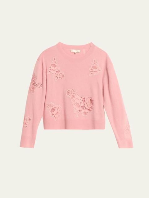 LoveShackFancy Lazuli Cashmere & Lace Sweater