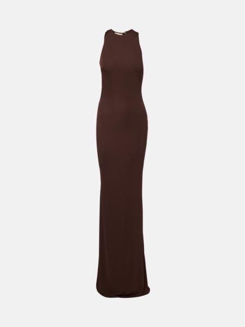 De La Vali Maha beaded open-back jersey gown