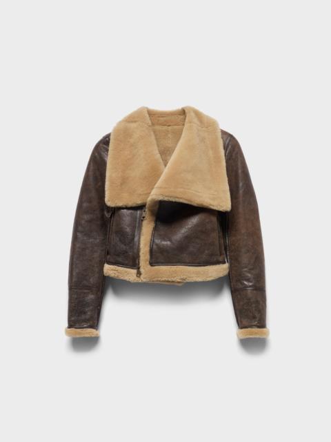 7 For All Mankind HIGH COLLAR SHEARLING JACKET in Leather