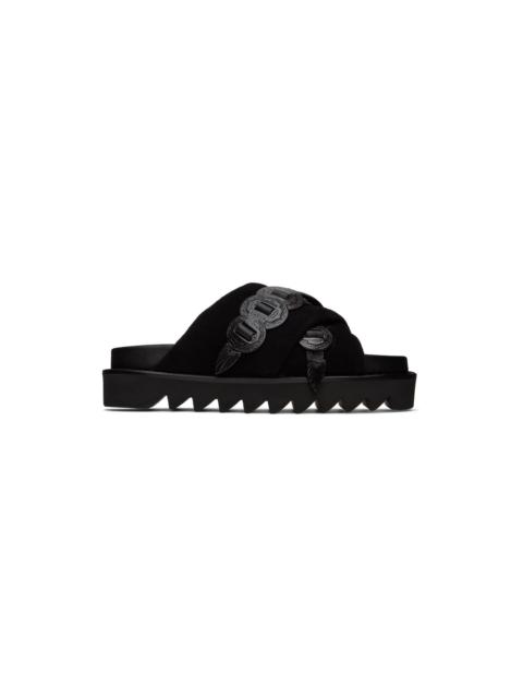 TOGA PULLA SSENSE Exclusive Black Cross Strap Sandals