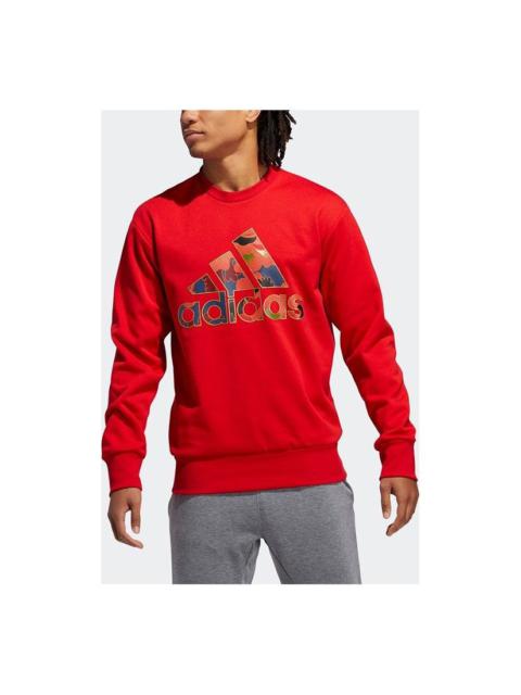 adidas Large logo Printing Basketball Sports Pullover Red GH5007