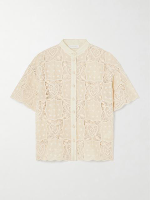 Zimmermann Wanderlust Crocheted And Embroidered Cotton-blend Voile Shirt