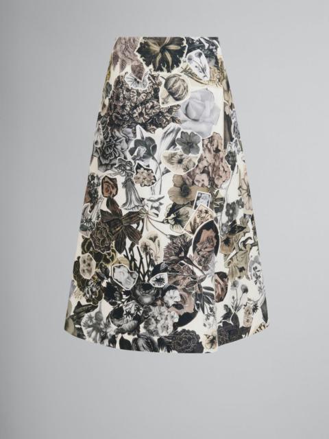 Marni BLACK AND WHITE A-LINE SKIRT WITH NOCTURNAL PRINT