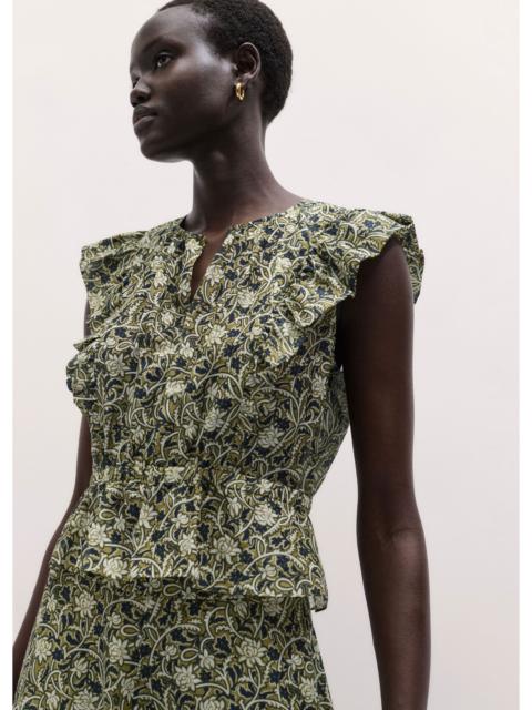 ME+EM Silk Cotton Overgrown Floral Print Top
