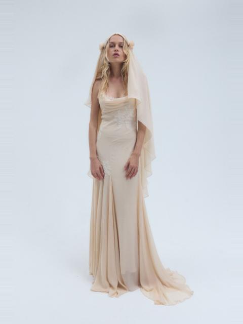 De La Vali DIA MAXI DRESS IN ANTIQUE SILK CHIFFON