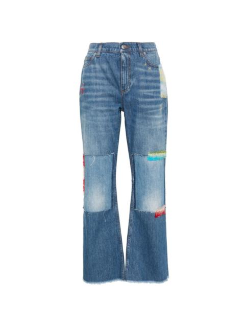 mohair-detail straight-leg jeans