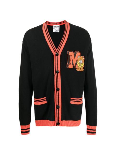embroidered toy-bear patch cardigan