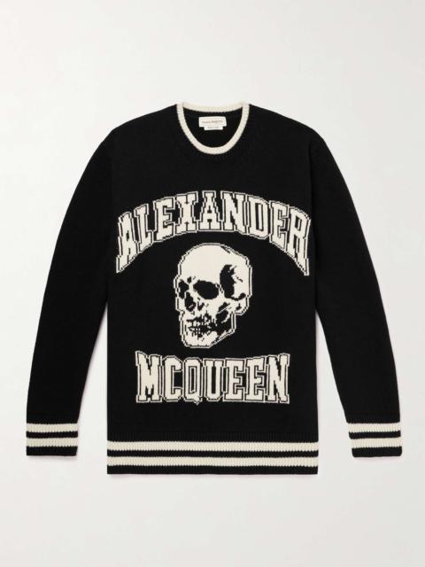 Alexander McQueen Logo-Jacquard Wool and Cashmere-Blend Sweater