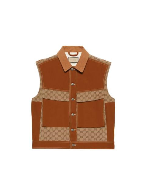 GUCCI Cotton canvas and GG Supreme gilet