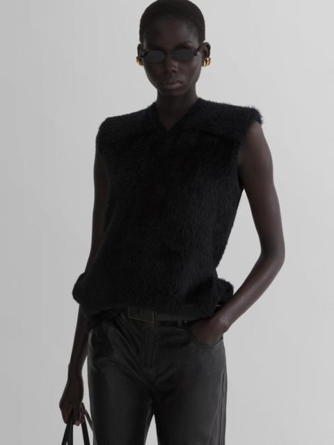 MUGLER black brushed knit sleeveless top