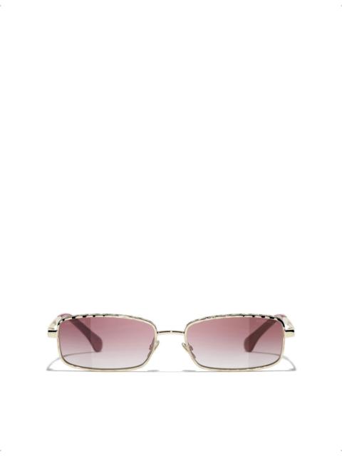 CHANEL CH4295 Rectangle-Frame Metal Sunglasses