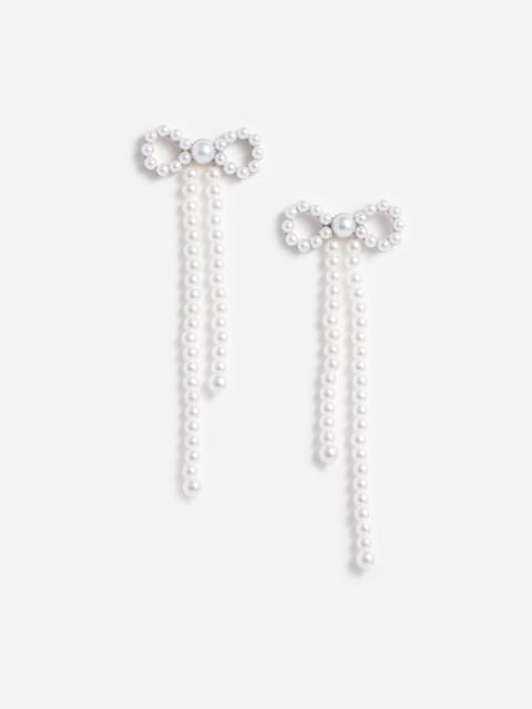 self-portrait Pearl Bow Dangle Earrings