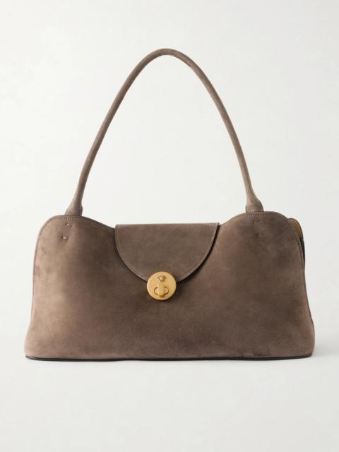 VERSACE Vivienne Logo-embellished Suede Shoulder Bag