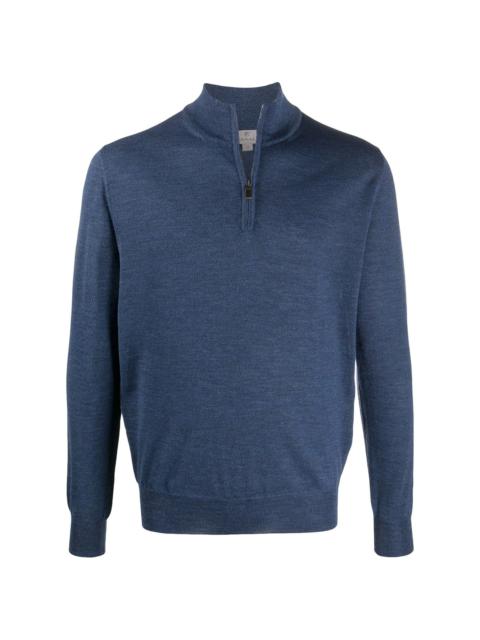 Canali zipped funnel-neck pullover