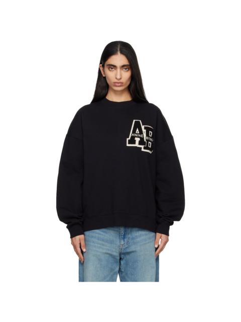 ANINE BING Black Miles Oversized Letterman Sweatshirt