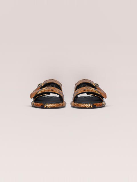Nanushka TARRUS - Rounded toe padded flat sandals with velcro straps - Tan