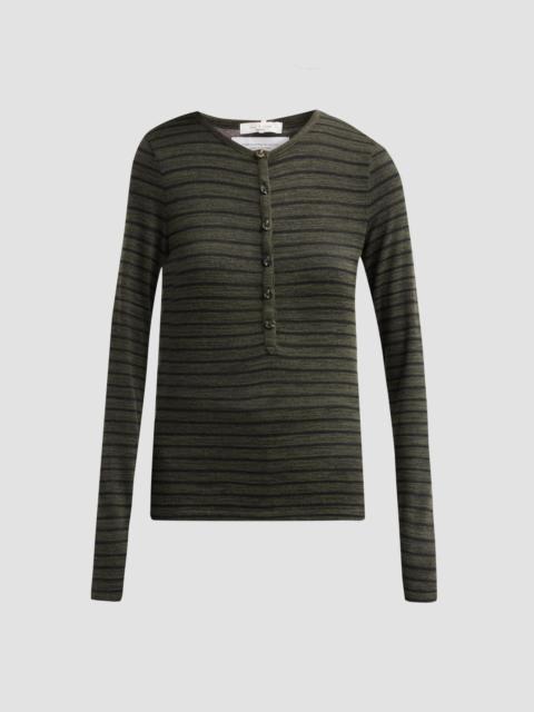 rag & bone Women's The Knit Striped Henley - Olive Multi