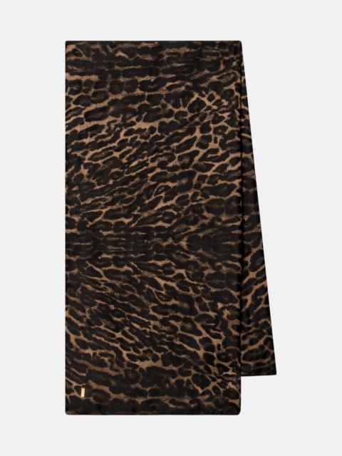 SAINT LAURENT Leopard-print silk and cashmere scarf