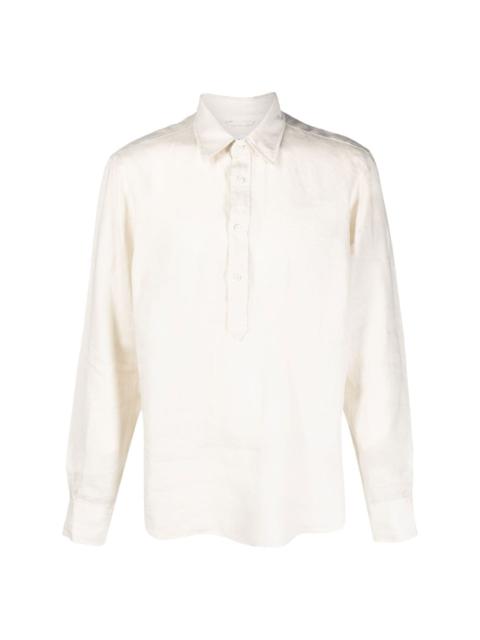 half-button linen shirt
