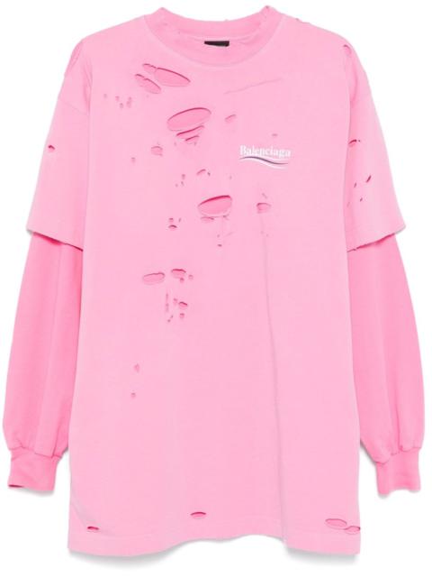 BALENCIAGA destroyed layered T-shirt