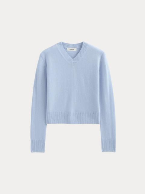 EVERLANE CASHMERE CROPPED HIGH-V SWEATER