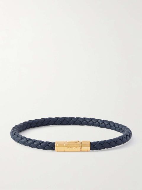 Gold-Tone and Woven Leather Bracelet