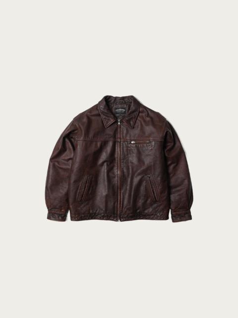 FrizmWORKS Destroyed Cowhide Leather Jacket - Washed Brown