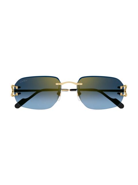 Cartier Women's C Decor 58MM 24K-Gold-Plated Metal Rimless Pilot Sunglasses - Gold Blue Gradient